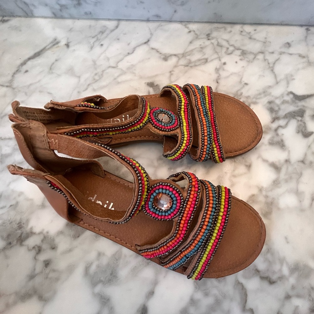 Colorful Beaded Sandals Kidpik girls size 13